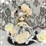 オビツ11☆ローズプリンセスドレス＆ヘッドドレス　ハンドメイド