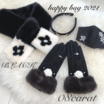 5点限定　happy bag2021 BLACK マフラー　手袋　冬マスク　カチューシャ　黒　ファーマフラー　ファー手袋　クリスマス　プレゼント　クリスマスプレゼント
