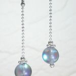 ☆☆オーロラ・ルナフラッシュ（黒）☆ロングピアス（樹脂フック）
