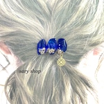 キラキラ大人の宝石カラー💎鉱石型ポニーフック/透かしフラワーチャーム付き/ヘアーカフ