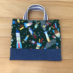 ミニバッグ　ロケット⭐️グリーン裏地キルティング　25×30センチ　マチなし　バッグ　お道具入れ　お道具バッグ　レッスンバッグ　小さめ