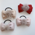 【New】ミンクファー付きベーシックリボンのヘアゴム 