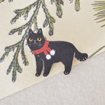 【クリスマス・冬のおしゃれに】赤いマフラーの黒猫ブローチ