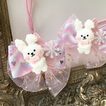 🎄クリスマス⛄️雪の結晶❄️うさぎちゃん♡レインボー♡チュールリボン⭐️キッズへアゴム２点セット