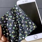 スマホ拭き・マイクロファイバー　バードスタンプ（ブラック）
