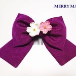 【送料無料】 はいからリボン かんざし ＜赤紫／桜＞