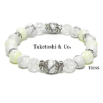 純粋無垢な白と銀色の天然石ブレスレット   【T018S】  ＃天然石　＃ブレスレット #パワーストーン