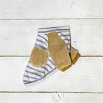 犬服　ボアもこスリーブのボーダートレーナー《ブルー》