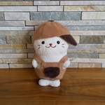 しろたん19cm　もこもこのオーバーオールと帽子のセット