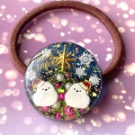 シマエナガたちとクリスマスのヘアゴム　レジン　クリスマスツリー　サンタ　プレゼント　ギフト　大ぶり　ヘアアクセサリー