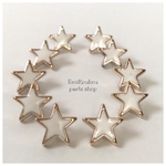  【再販】13㎜×13㎜　プラスチックボタン・STAR （ゴールド×ホワイト）❤︎10pcs-731