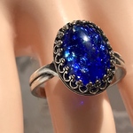 再販　ハワイアンブルー vintage glass ring(sv925可能・８～23号対応）
