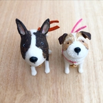 オーダージャックラッセル＆ブルテリア　A143・A144　Peanuts clay dog 