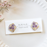 かすみ草　ドライフラワー　レジン　パール　イヤリング　＊　パープル　紫　ゴールド　綺麗　結婚式　ウェディング　ナチュラル　お呼ばれ　華やか　プレゼント　プチギフト　クリスマス　ギフト　小ぶり　シンプル
