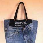 デニムリメイクトートバッグ ルート66ワッペン