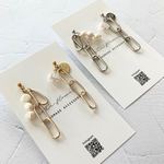 ☆SALE☆【チェーンピアス　ゴールド・シルバー】淡水パール/チェーンチャーム/メタルチャーム/ピアス/値下げ