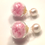 2way 桜色 かすみ草のノンホールピアス☆