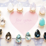 ”for you” 7colors　一粒しずくカットガラスとパール　イヤリング 