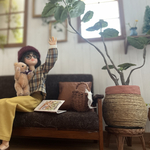 ラタン風プランタースタンド（マロン）