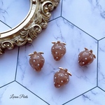 2pcs ブラウン☆ミニいちごチャーム