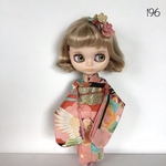 No.196    6/1サイズドール振袖　鶴花古典柄　ピンクオレンジ