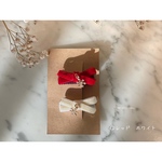 ＊ふたつセット＊　クリスマス　ベロアリボン　揺れる雪チャーム　ヘアクリップ　ベビー　キッズ