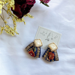 人気シリーズ◆インド刺繍レトロスクエアピアス/イヤリング◆