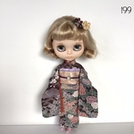 No.199   6/1サイズドール振袖　ちりめん　四季草花金彩　紫