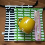 北欧テイスト　シンプル格子　給食袋やコップ袋に・・・巾着袋