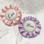 ✿カラーが選べる✿ サテンリボン　グログランリボン　お名前ロゼット　ネームロゼット  イニシャルロゼット　パール付