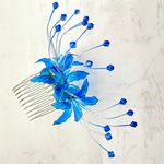青い彼岸花のヘアコーム(３輪)
