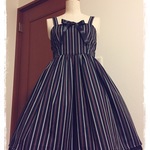 レジメンタルストライプジャンパースカート★バレッタつき