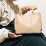 しろくまの持ち手☆レザートートバッグ