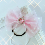 プリンセス⭐️キラキラ　ハート♡大きめチュールリボン🎀キッズヘアゴム 