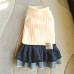 犬服！アランニット　デニム二重スカート