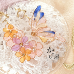 ステンドグラスの蝶と花イヤリング〜Become a bird〜（earrings of butterfy and  flower〜Become a bird〜）.