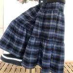 【定番】ギャザーたっぷりガウチョ☆秋冬生地☆起毛ブルーチェック柄