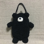 ふわふわ黒くまさん持ち手付きガマ口スマホポーチ🧸