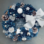 [ ウィンターリース  クリスマスリース ]𓂃◌冬の季節感をまとったネイビー *𝑊𝑖𝑛𝑡𝑒𝑟 𝑤𝑟𝑒𝑎𝑡ℎ* ❄✨ 玄関ドア ok
