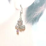 （送料無料）ラインストーン付きバタフライピアス①　※マスクチャーム・イヤリングに変更可能