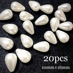 【20個】雫 ドロップ パール ビーズ W10×H16mm (ホワイト)