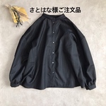 さとはな様ご注文品＊ウール100%＊:バンドカラーのベーシックワイドブラウス