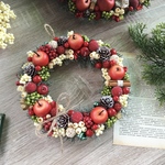 クリスマスリース　クリスマス飾り　ドア飾り　クリスマスプレゼント　アップル　木の実*