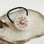 ビーズ刺繍ヘアゴム（circle/ライトローズ）