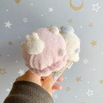 苺アイスのラトル☆うさぎとくまのトッピング☆ガラガラ☆ままごと☆出産祝い☆プチギフト☆ファーストトイ☆赤ちゃんのおもちゃ