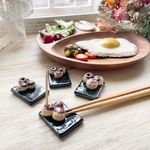 【再販】たこ焼き三兄弟 箸置き /陶器製  たこ焼き つまようじ