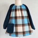 フリーススモック❄️秋色タータンチェック×ネイビー色袖(110size)