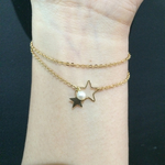星とパールの2連ブレスレット