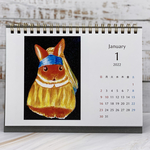 再販　クリスマス大SALE 卓上カレンダー　うさぎのカレンダー2022 1月始まり　卓上型　掲載の絵柄のポストカード一枚プレゼント致します