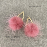 【再入荷】２pcs★mink fur charm・flamingo（ ファー付きチャーム）